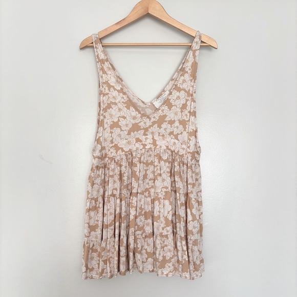 ACACIA SWIMWEAR Havana Floral Tan and Cream Mini Dress Coverup Size S - Picture 3 of 6